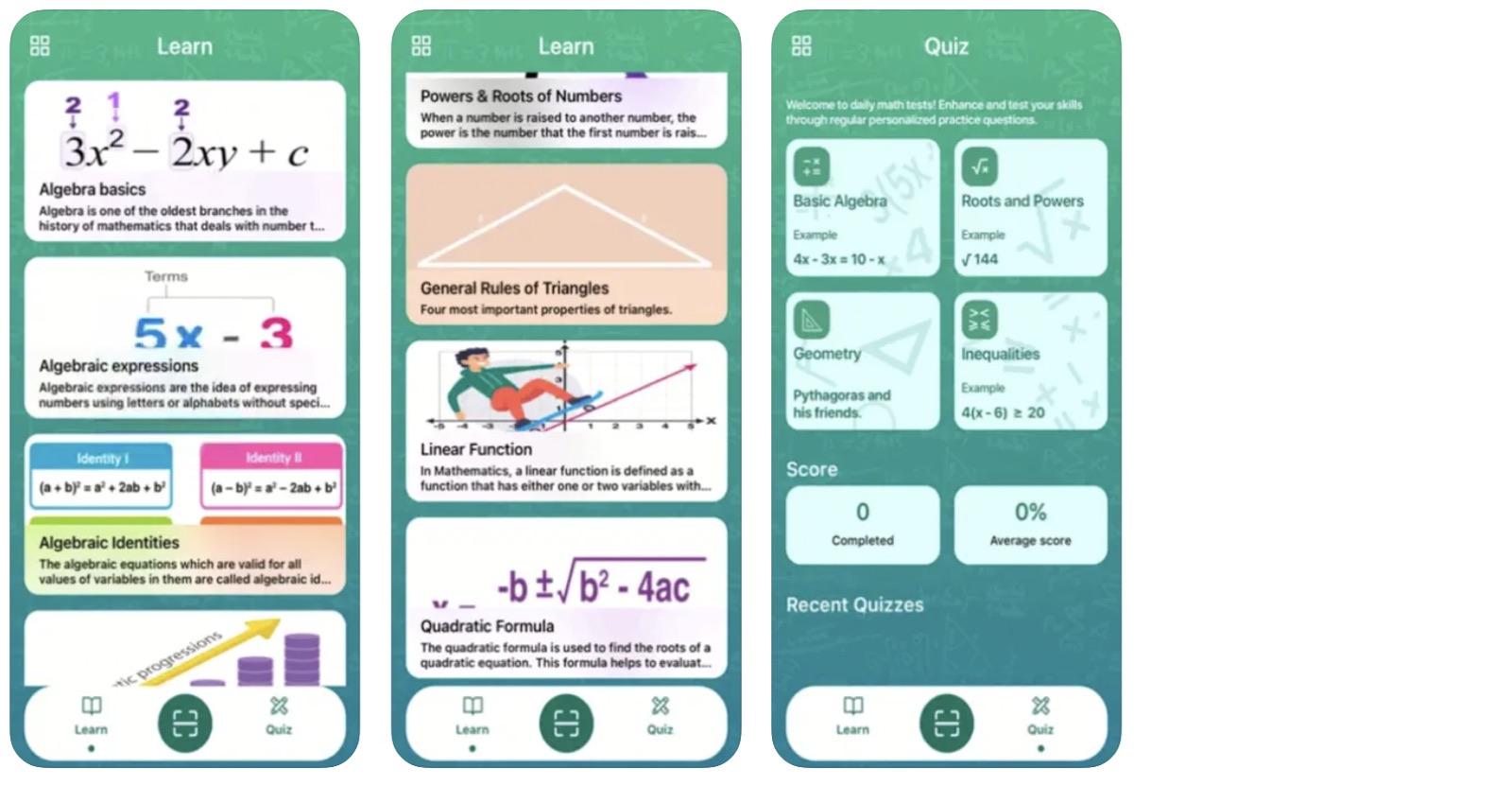 Math solver: learn & quiz